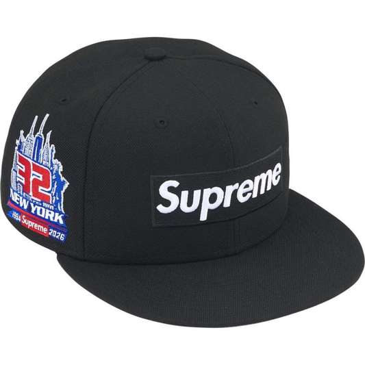 Supreme New Era Shop Box Logo Fitted Hat (Black)