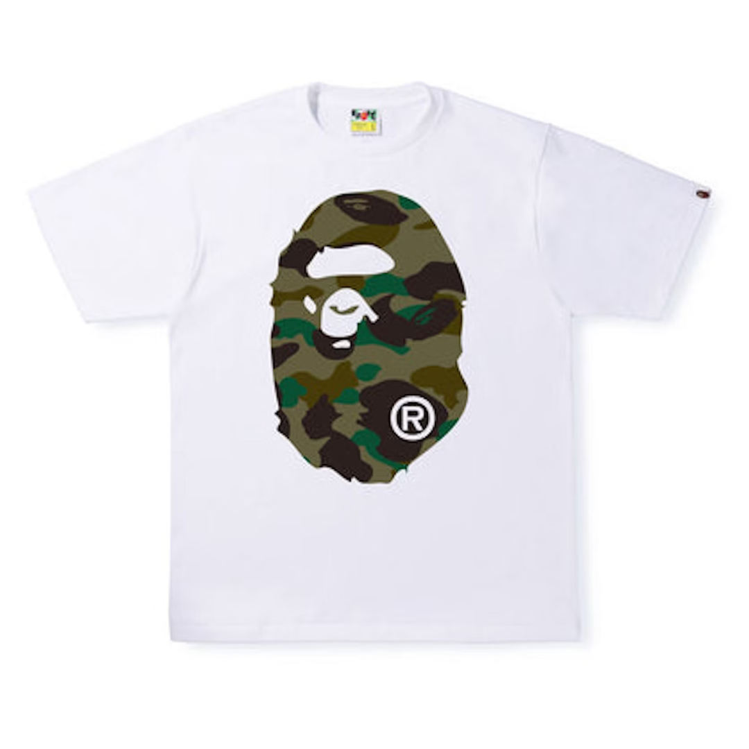 Bape Giant 1st Camo Big Ape Head Tee (White/Green)