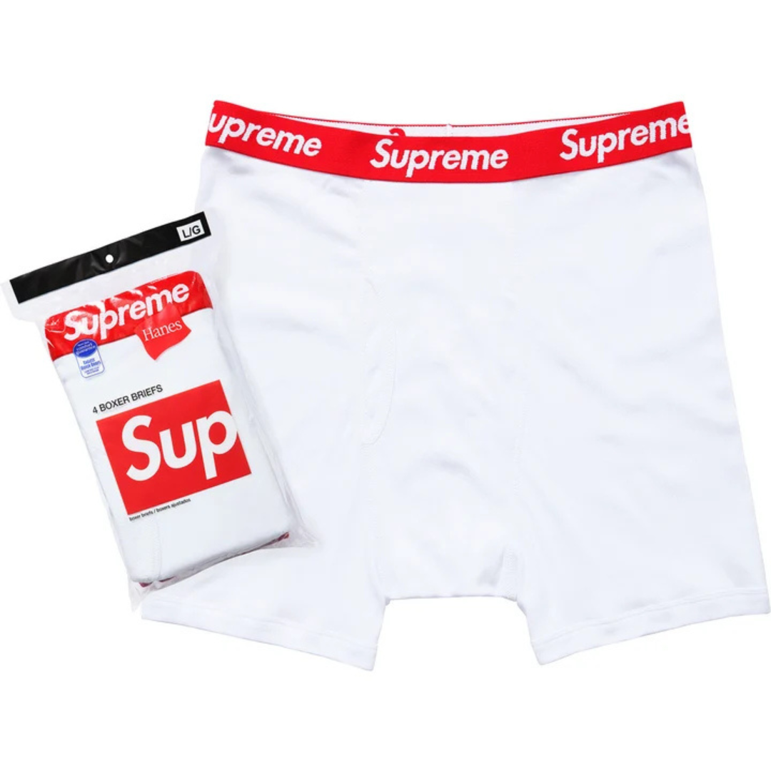 Supreme Hanes Boxer Briefs (Pack of 4)(White)