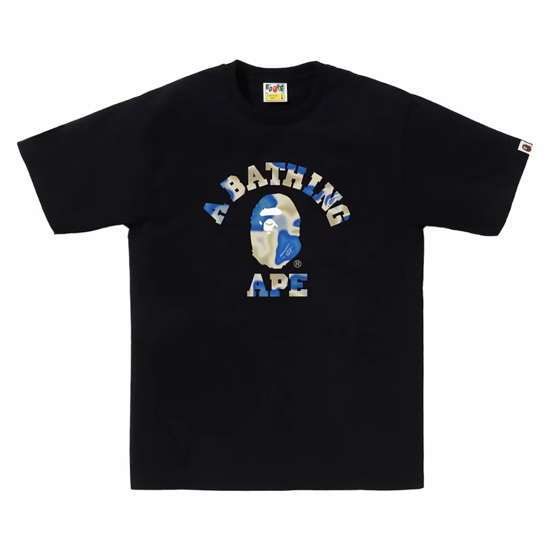 Bape Liquid Camo College Tee (Black/Blue)