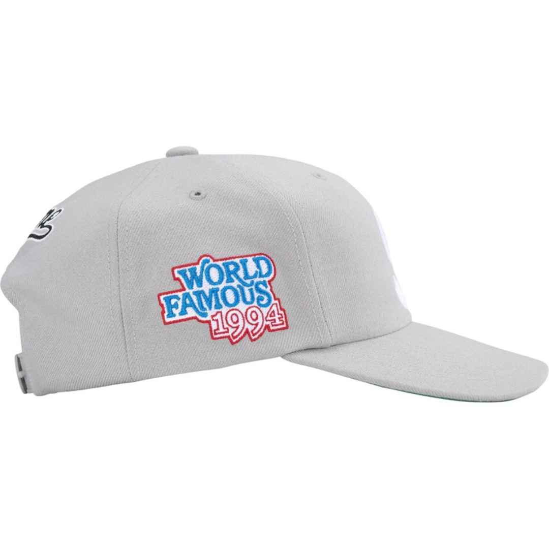 Supreme World Famous S Logo 6 Panel Hat (Grey)
