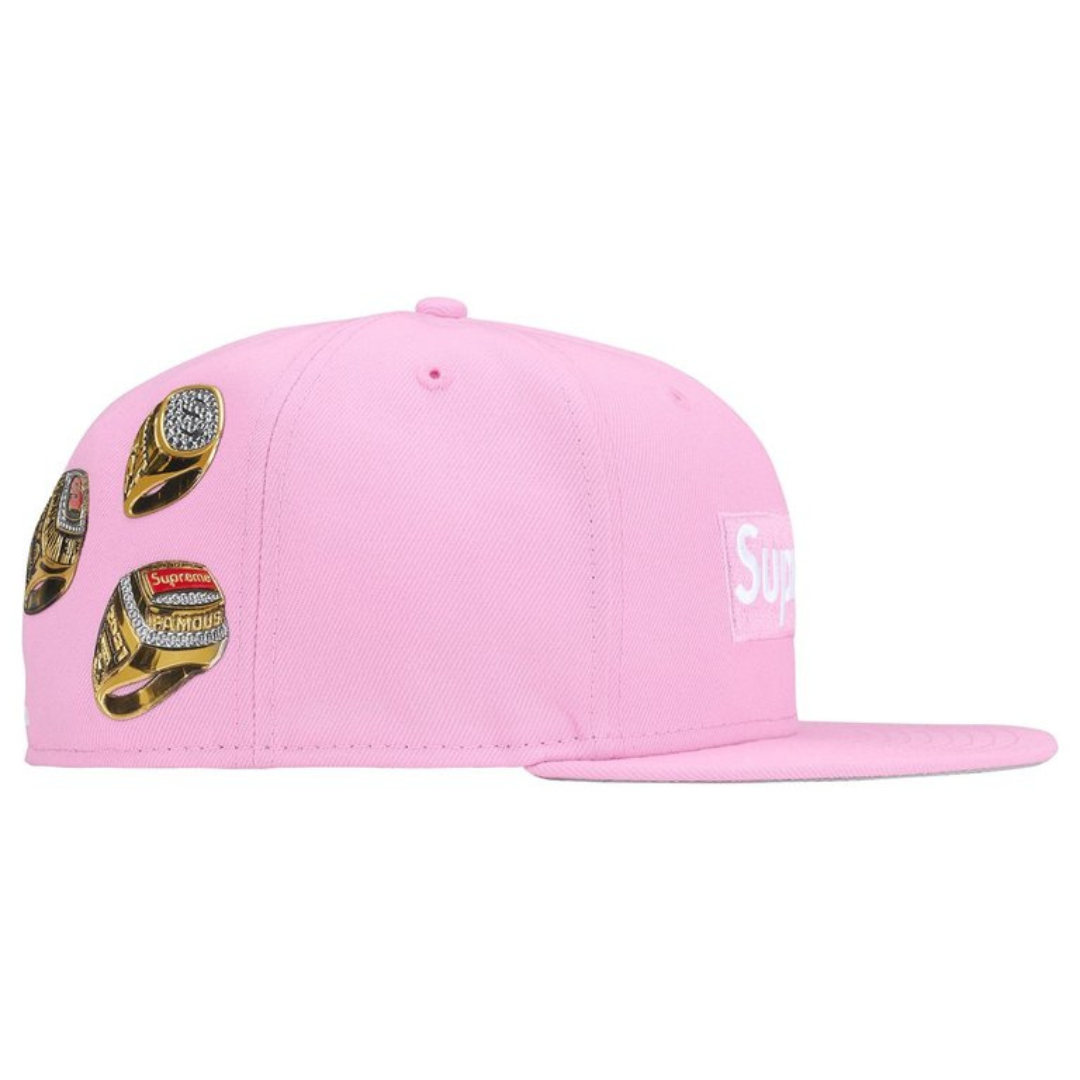 Supreme New Era Rings Box Logo Fitted Hat (Pink)