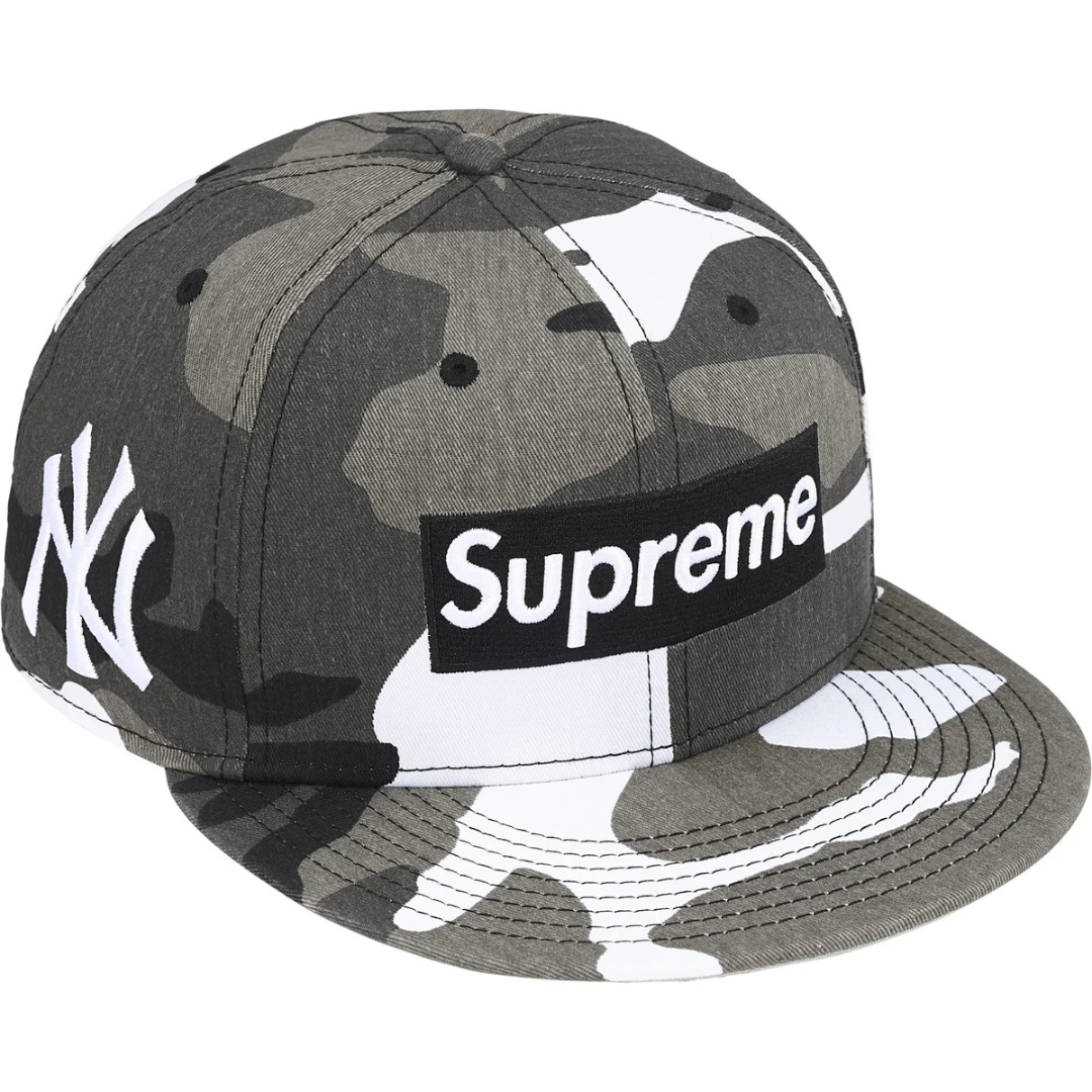 Supreme x New Era MLB Teams Box Logo Fitted Hat (Snow Camo)(New York Yankees)