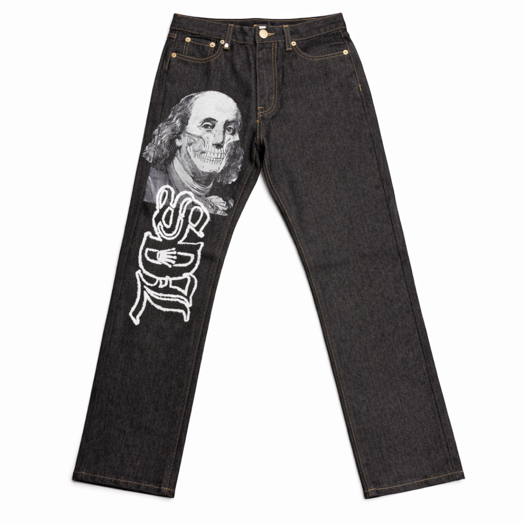 SDL Grey Ghost Face Denim Jeans (Charcoal)