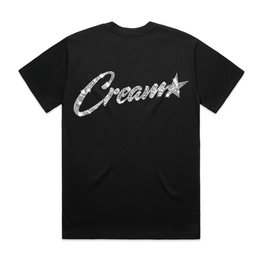 Cream Classic Logo Rhinestone Tee (Black)