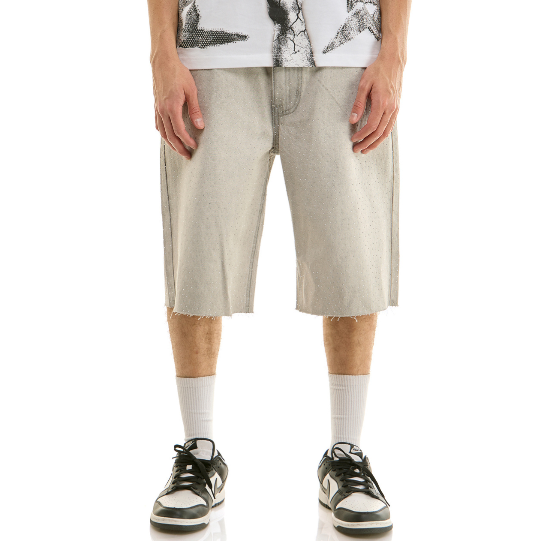 KDNK Rhinestone Shorts (Grey)