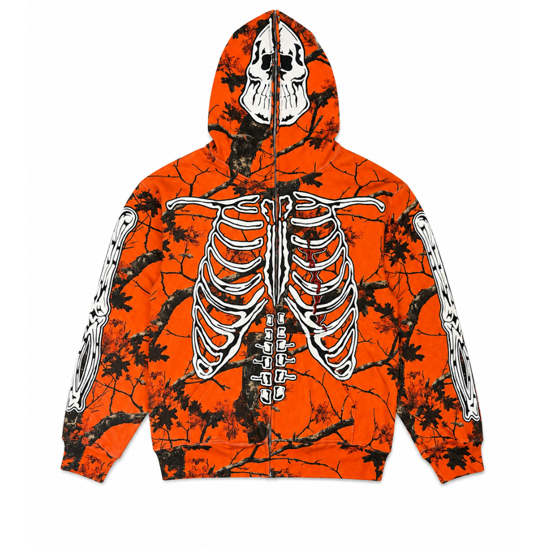 Warren Lotas Skeleton Full Zip Hoodie (Orange)