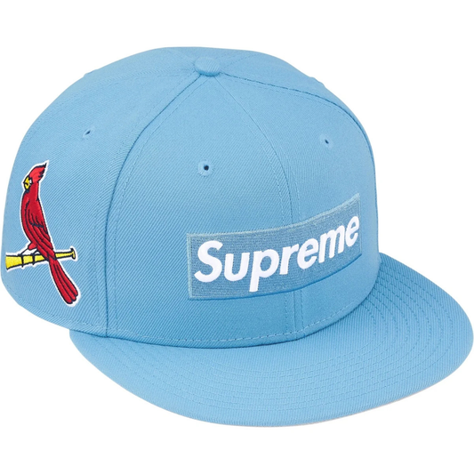 Supreme x New Era MLB Teams Box Logo Fitted Hat (Light Blue)(St. Louis Cardinals)