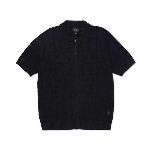 HUF Monogram Jacquard Zip Sweater (Black)