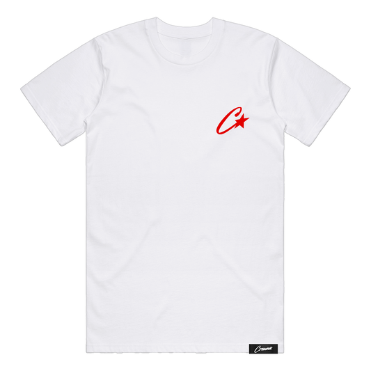 Cream Overlapping Logo Tee (White)