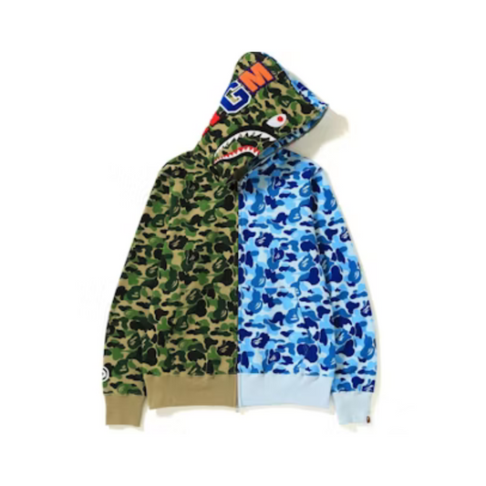 Bape ABC Separate Shark Full Zip Hoodie Green/Blue)