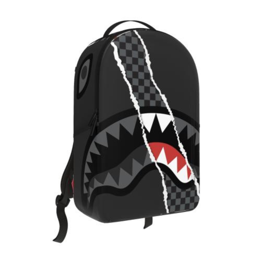 Sprayground Center Rip Revealing Gray Check Backpack