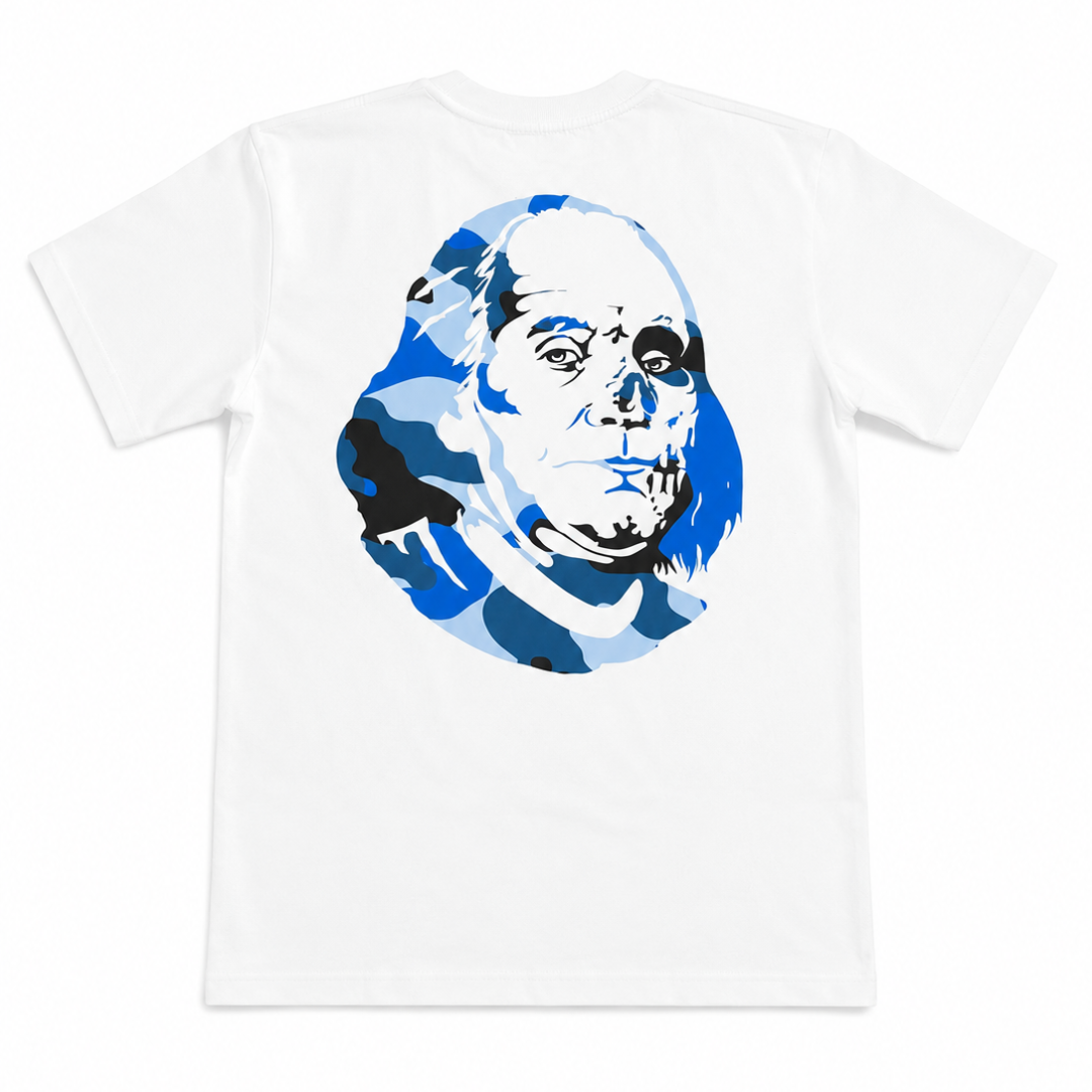 All Cash Font Tee (White/Blue)