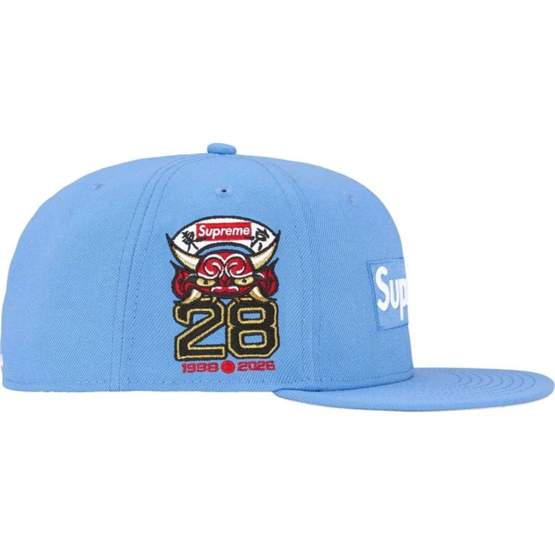 Supreme x New Era Shop Box Logo 59Fifty Fitted Hat (Light Blue)