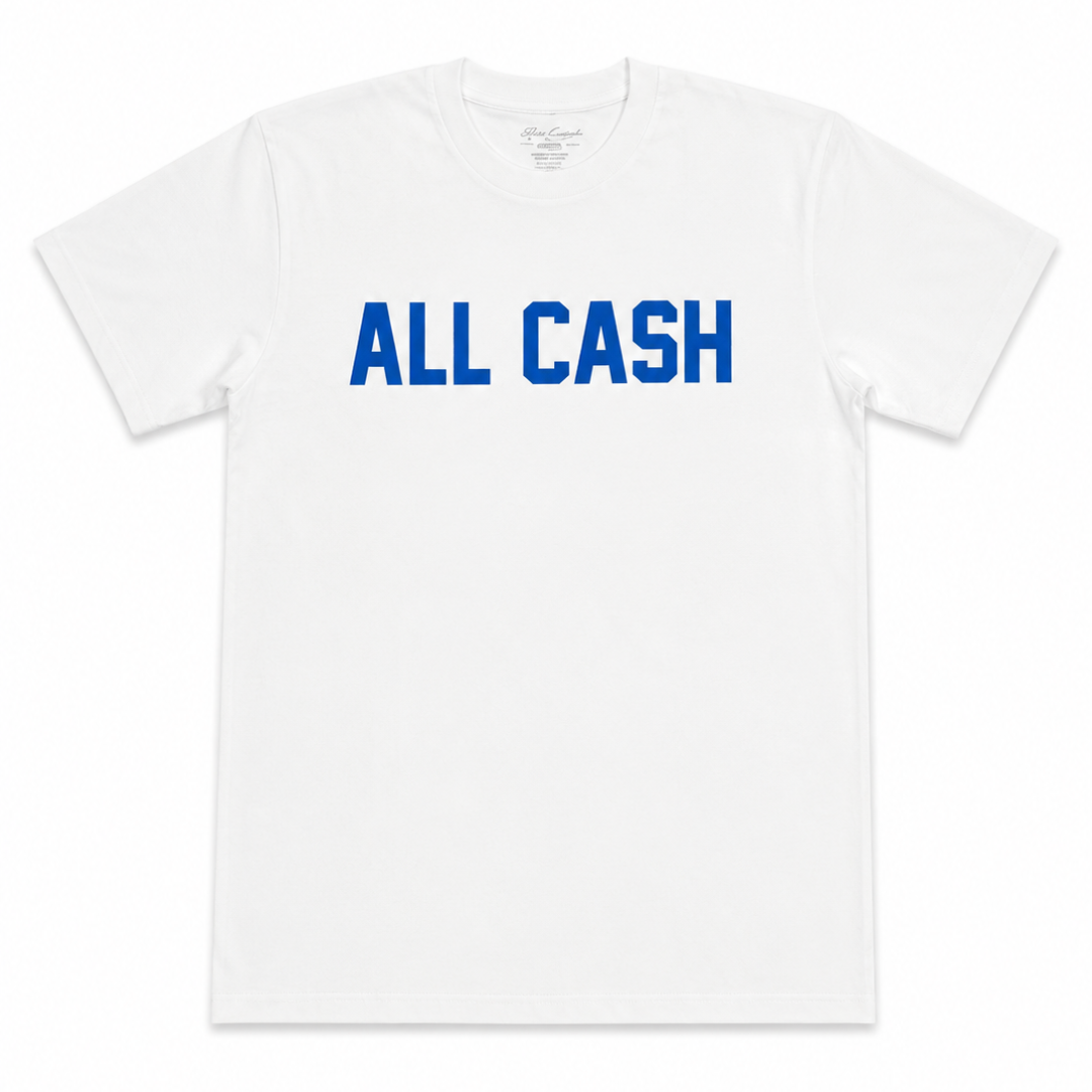 All Cash Slogan Tee (White/Blue)