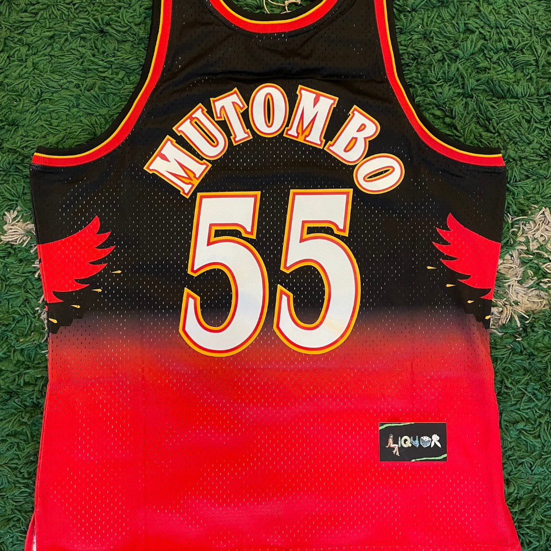 NBA Swingman Road Jersey Hawks 96 Dikembe Mutombo
