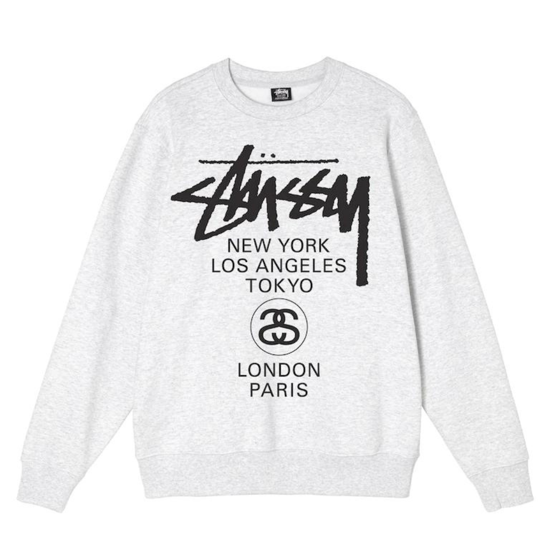 Stussy World Tour Crewneck (Heather Grey)